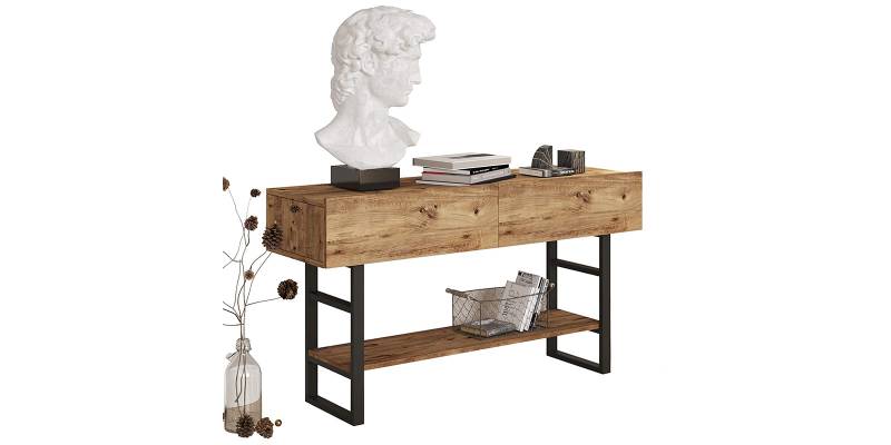 Κονσόλα Vien pakoworld oak-μαύρο 139x43x75,5εκ