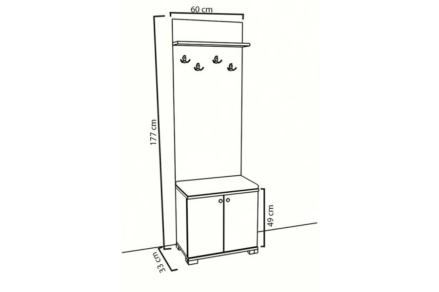 Έπιπλο εισόδου Echo pakoworld λευκό-μόκα 60x33x177εκ