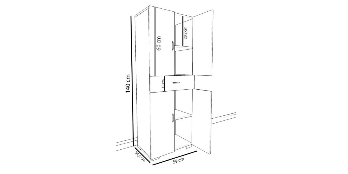 Ντουλάπα-στήλη Milou pakoworld λευκό 59x34.5x140εκ