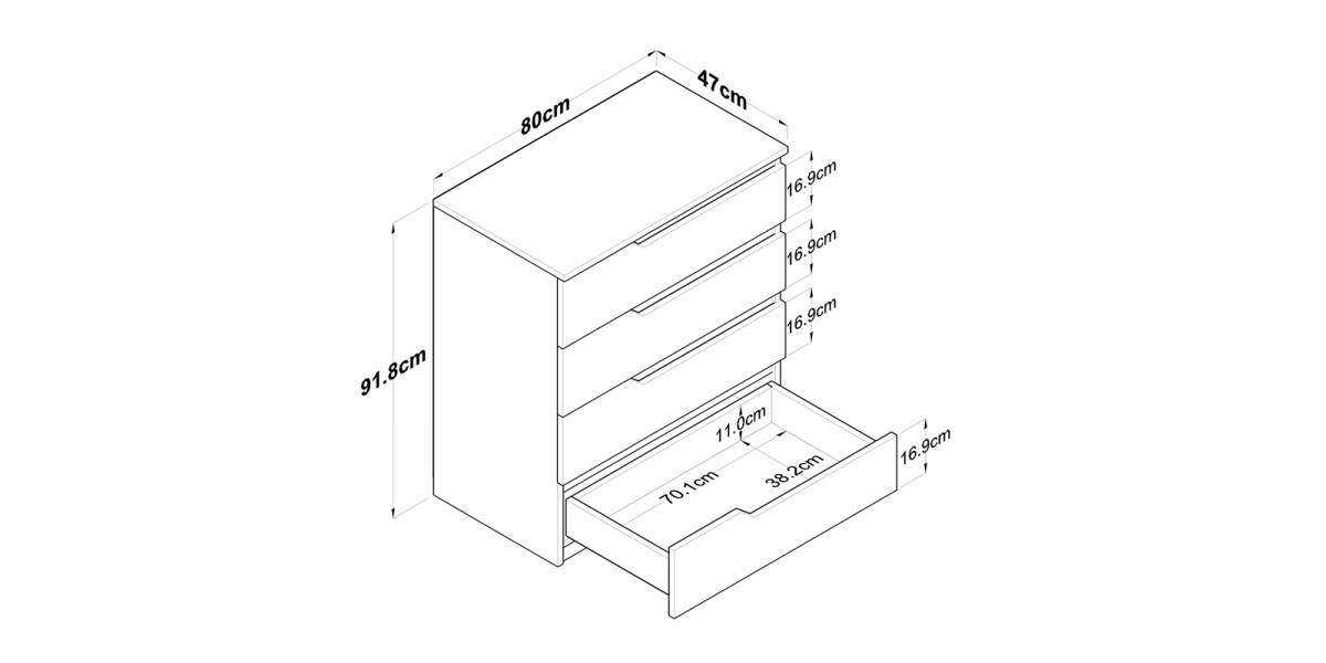 Συρταριέρα Verena pakoworld λευκό-καρυδί 80x47x92εκ