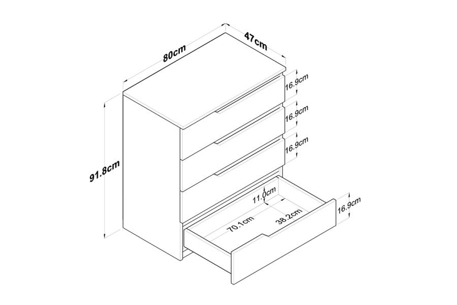 Συρταριέρα Verena pakoworld λευκό-καρυδί 80x47x92εκ