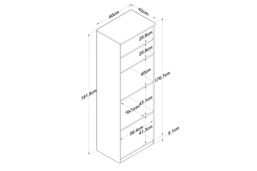 Ραφιέρα επιδαπέδια Rowan pakoworld λευκό-καρυδί 60x42x182εκ