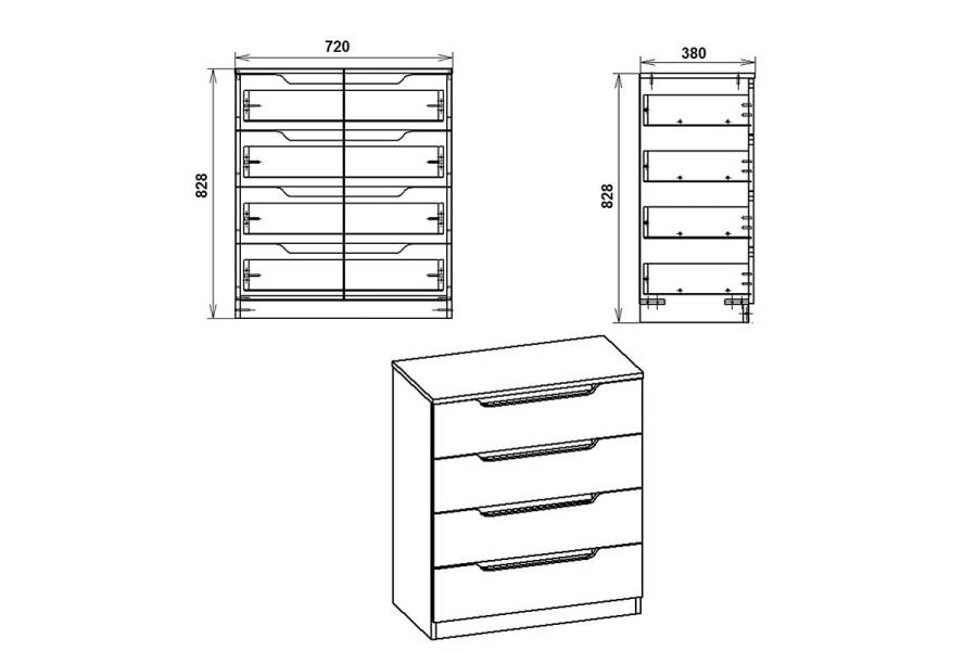 Συρταριέρα Azenor pakoworld 4ων συρταριών καρυδί 72x38x83εκ