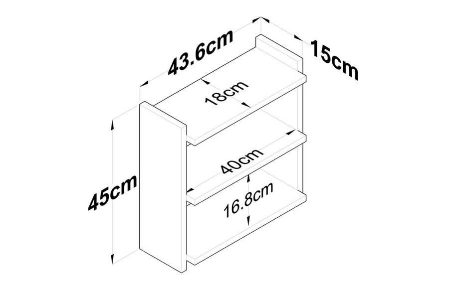 Ραφιέρα Anthia pakoworld καρυδί-λευκό 43.5x15x45εκ