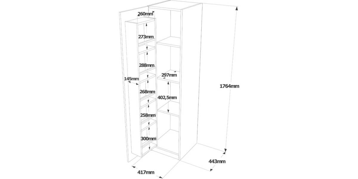 Ντουλάπι κουζίνας Classer pakoworld μαύρο-oak 42x44x176εκ