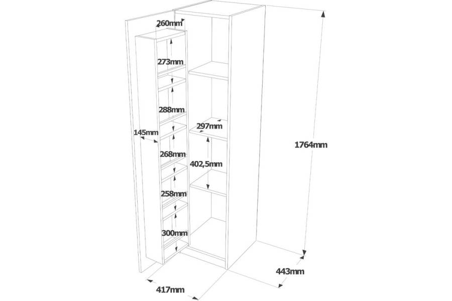 Ντουλάπι κουζίνας Classer pakoworld μαύρο-oak 42x44x176εκ