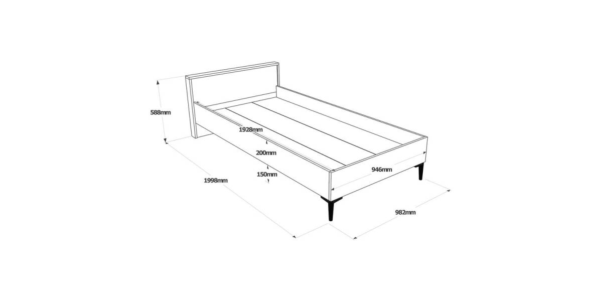 Κρεβάτι μονό Augusta pakoworld oak-ανθρακί 90x190εκ