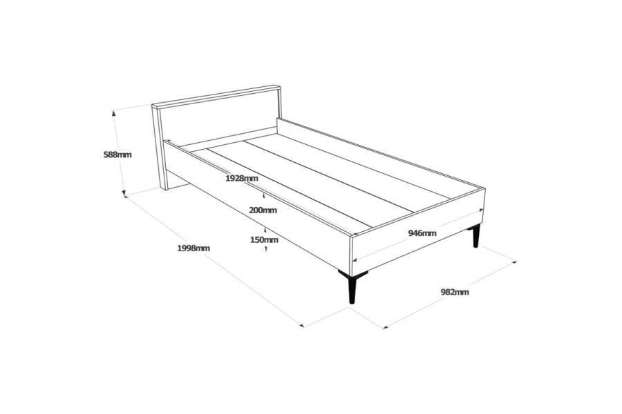 Κρεβάτι μονό Augusta pakoworld oak-ανθρακί 90x190εκ