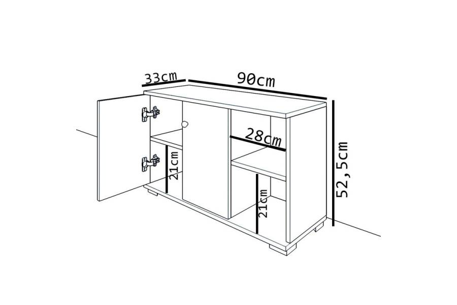 Έπιπλο εισόδου Deril pakoworld λευκό-sonoma 90x33x52.5εκ