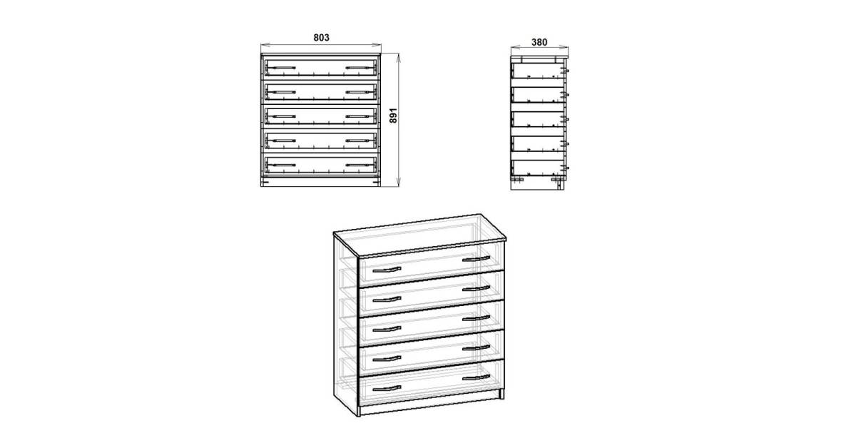 Συρταριέρα Penelope pakoworld 5 συρταριών καρυδί 80.5x38x89εκ