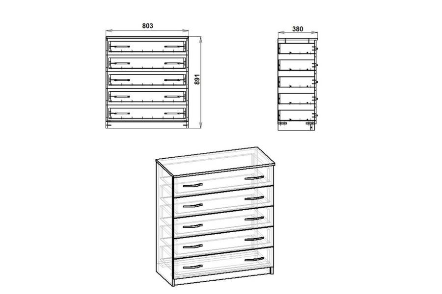 Συρταριέρα Penelope pakoworld 5 συρταριών καρυδί 80.5x38x89εκ