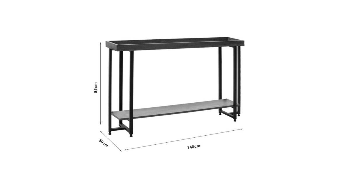 Κονσόλα Nolan pakoworld καρυδί-μαύρο 140x30x85εκ