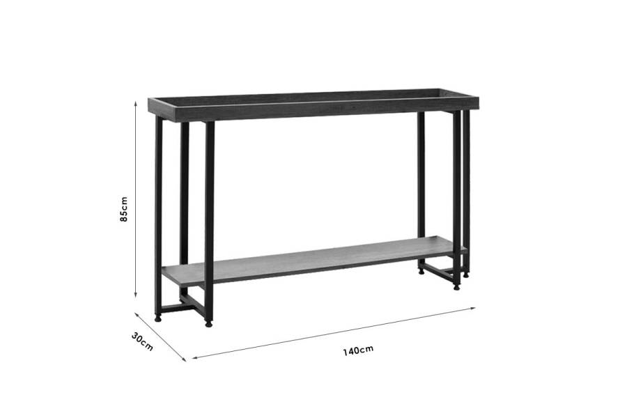 Κονσόλα Nolan pakoworld καρυδί-μαύρο 140x30x85εκ