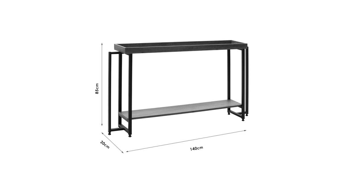 Κονσόλα Nolan pakoworld καρυδί-μαύρο 140x30x85εκ