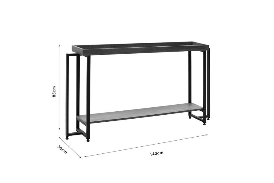 Κονσόλα Nolan pakoworld καρυδί-μαύρο 140x30x85εκ