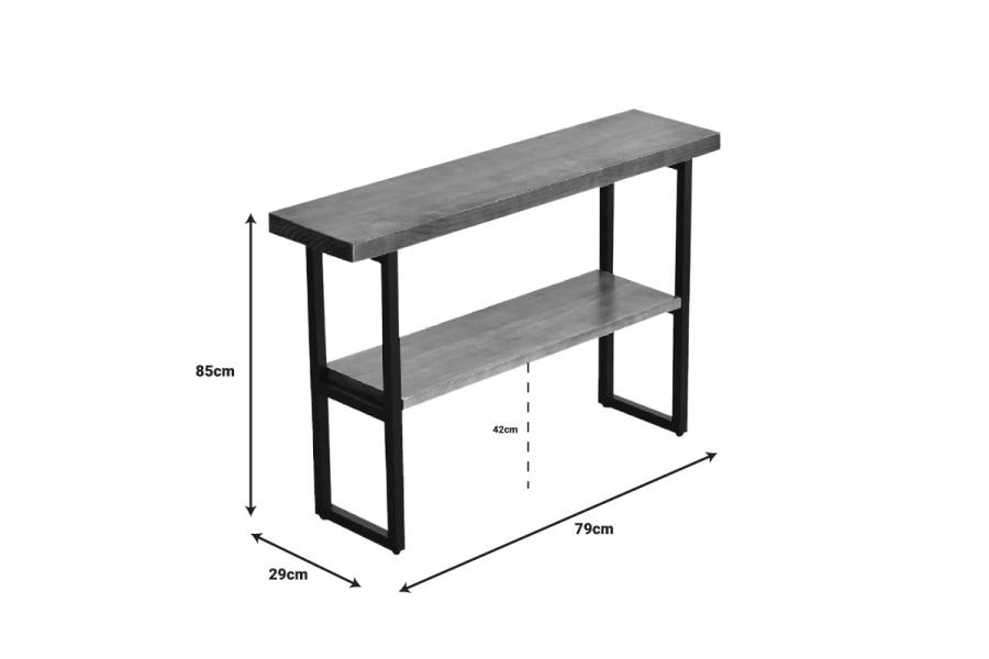 Κονσόλα Nore pakoworld φυσικό ξύλο 35mm καρυδί-μαύρο 79x29x85εκ