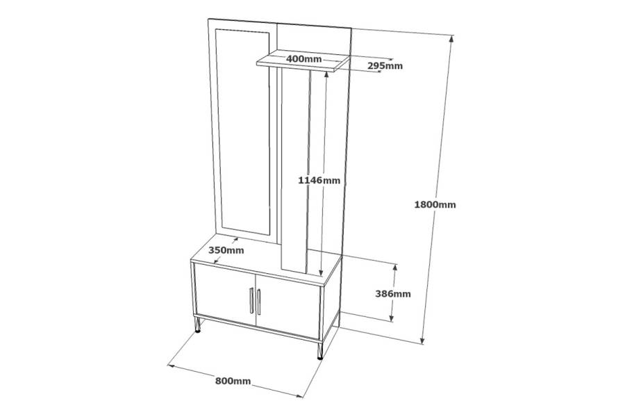 Έπιπλο εισόδου Bridger pakoworld μαύρο-καρυδί 80x35x180εκ