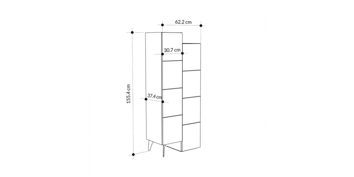 Ντουλάπι-στήλη Romane pakoworld μόκα 62.2x37.4x155.4εκ