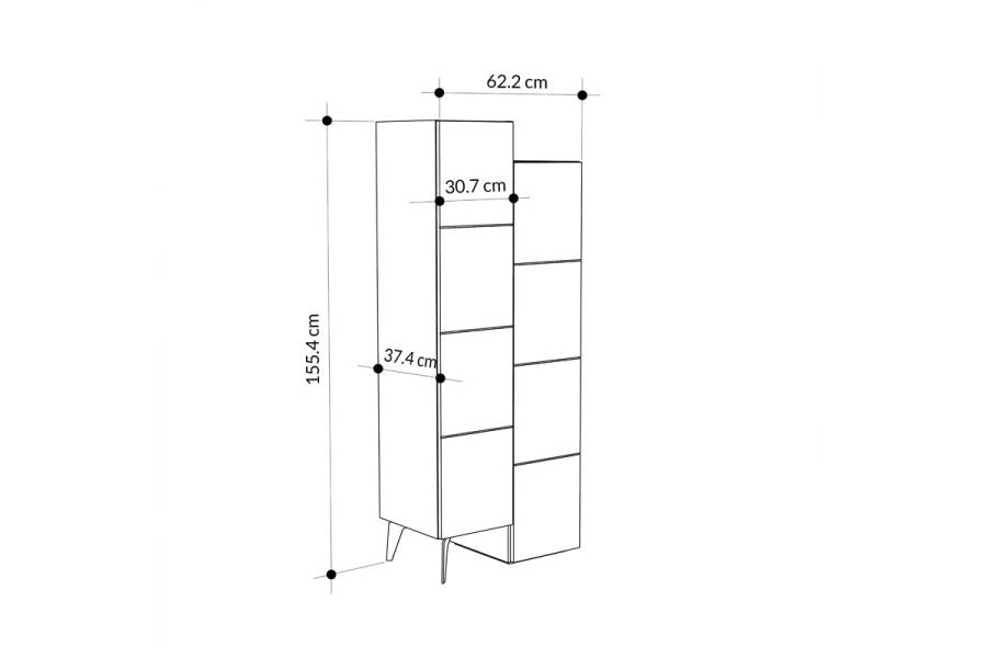 Ντουλάπι-στήλη Romane pakoworld μόκα 62.2x37.4x155.4εκ