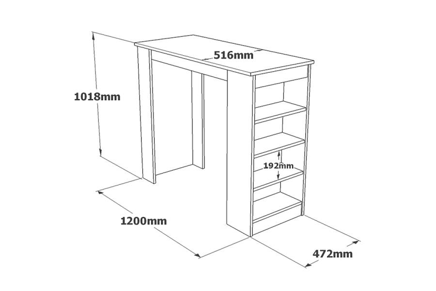 Τραπέζι μπαρ Riff pakoworld λευκό-sonoma 120x51.5x101.5εκ