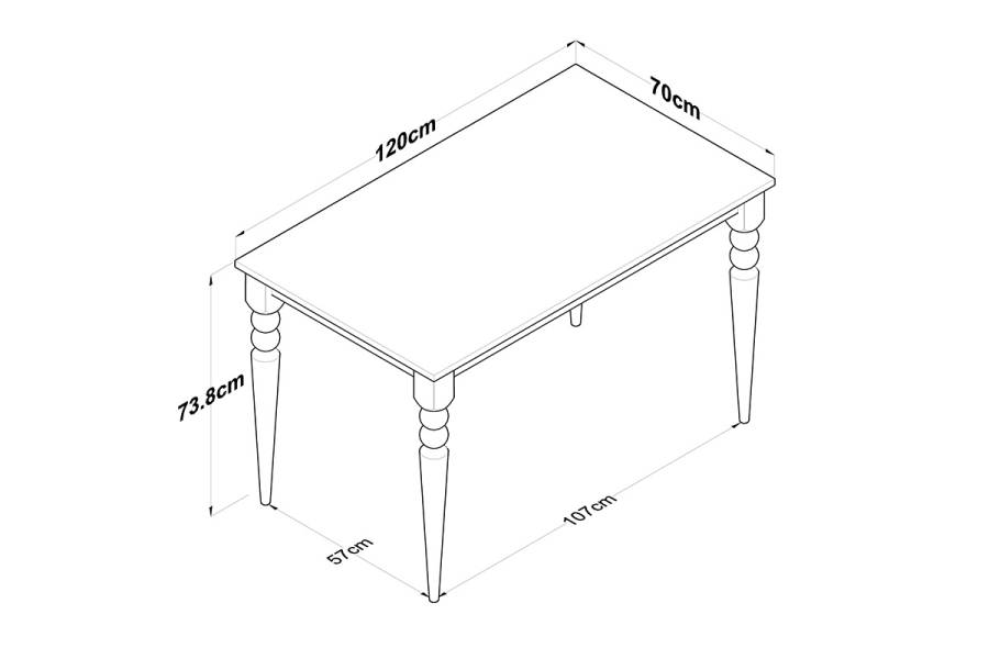 Τραπέζι Rosette pakoworld φυσικό-λευκό 120x70x73.8εκ