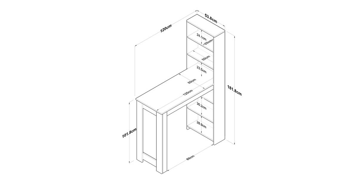 Τραπέζι μπαρ με ραφιέρα Pawl pakoworld λευκό-καρυδί 120x50x181.8εκ