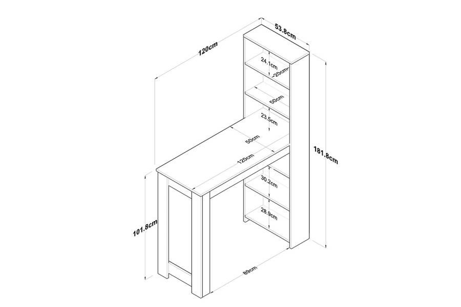 Τραπέζι μπαρ με ραφιέρα Pawl pakoworld λευκό-καρυδί 120x50x181.8εκ