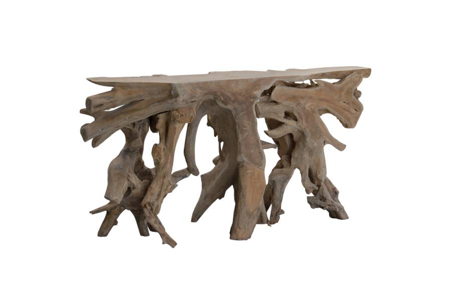 Κονσόλα Root pakoworld χειροποίητη teak ξύλο φυσικό 150x40x80εκ