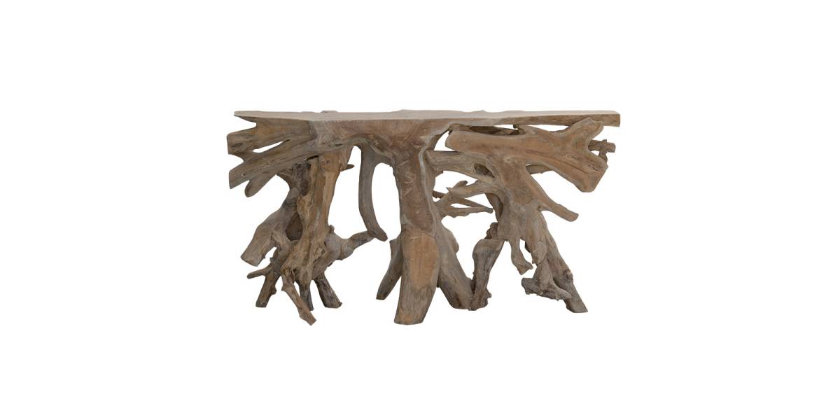 Κονσόλα Root pakoworld χειροποίητη teak ξύλο φυσικό 150x40x80εκ