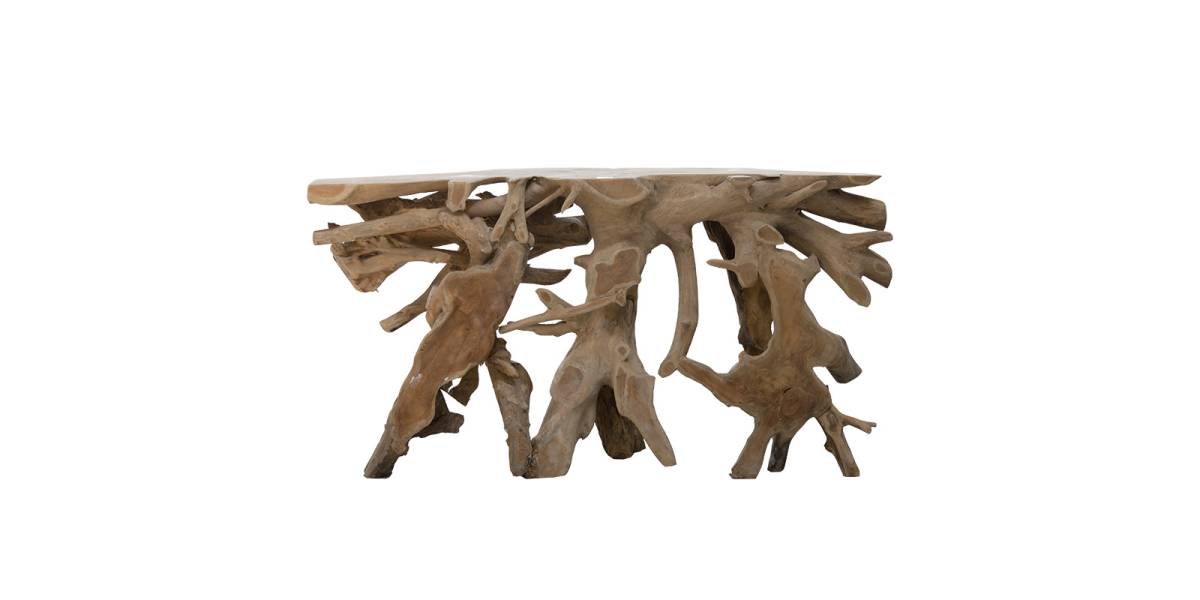 Κονσόλα Root pakoworld χειροποίητη teak ξύλο φυσικό 150x40x80εκ