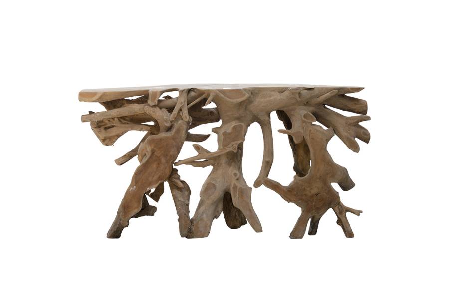 Κονσόλα Root pakoworld χειροποίητη teak ξύλο φυσικό 150x40x80εκ