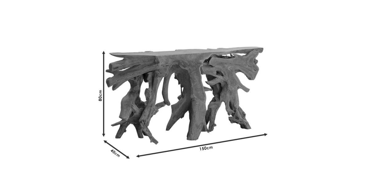 Κονσόλα Root pakoworld χειροποίητη teak ξύλο φυσικό 150x40x80εκ