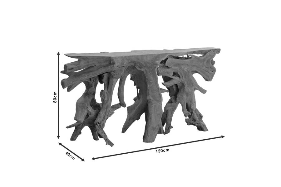 Κονσόλα Root pakoworld χειροποίητη teak ξύλο φυσικό 150x40x80εκ