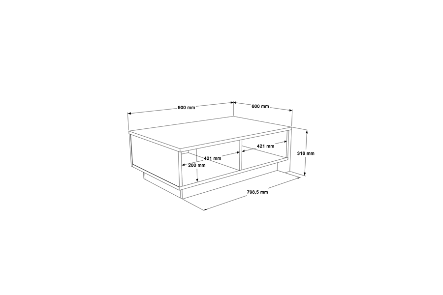 Τραπέζι σαλονιού Thunder pakoworld ανθρακί antique-γκρι antique 90x60x31.5εκ