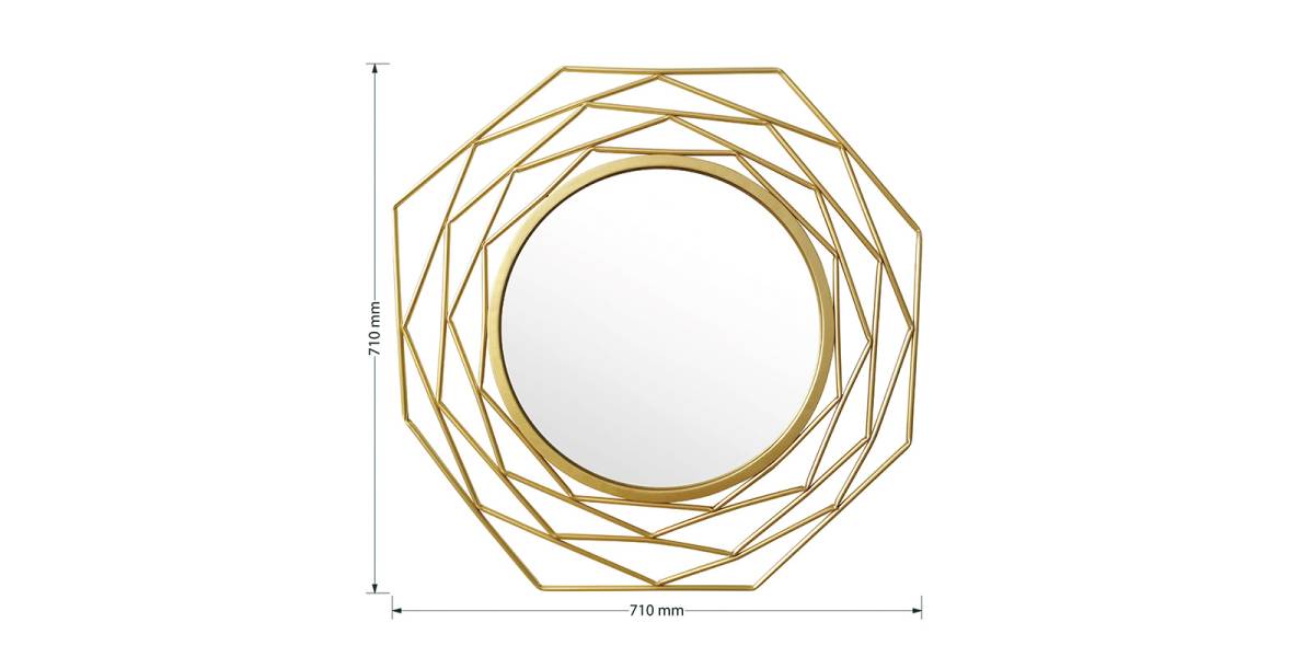 Καθρέπτης Round 2 pakoworld χρυσό 71x2.5x71εκ