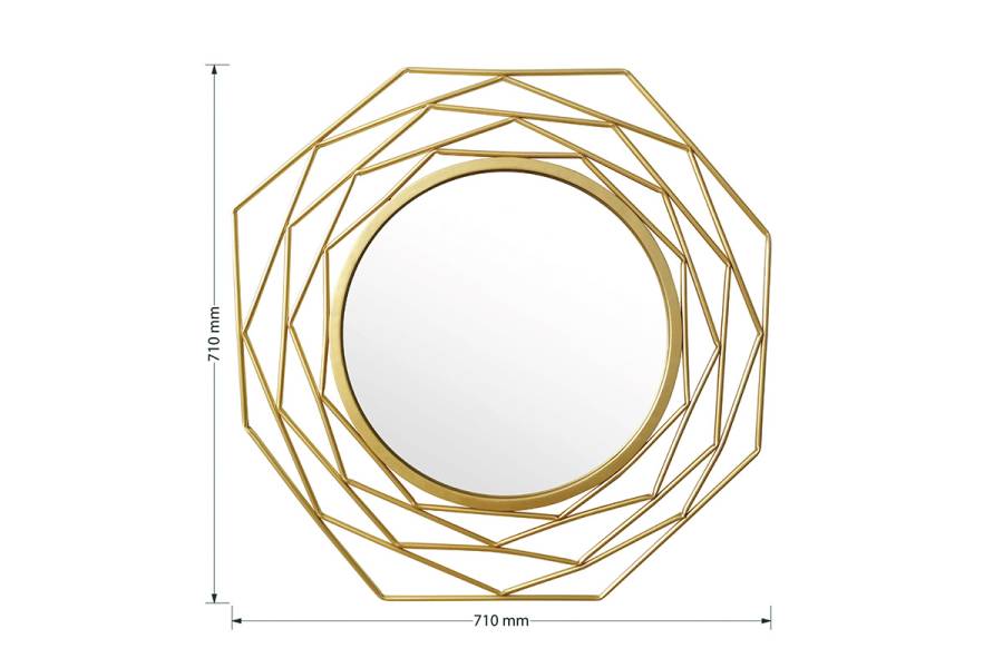 Καθρέπτης Round 2 pakoworld χρυσό 71x2.5x71εκ