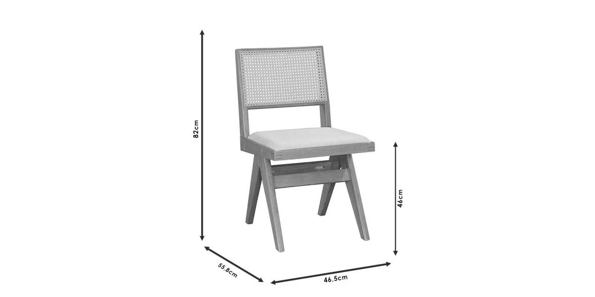 Καρέκλα Winslow pakoworld ξύλο rubberwood μαύρο-pvc rattan φυσικό-ύφασμα γκρι