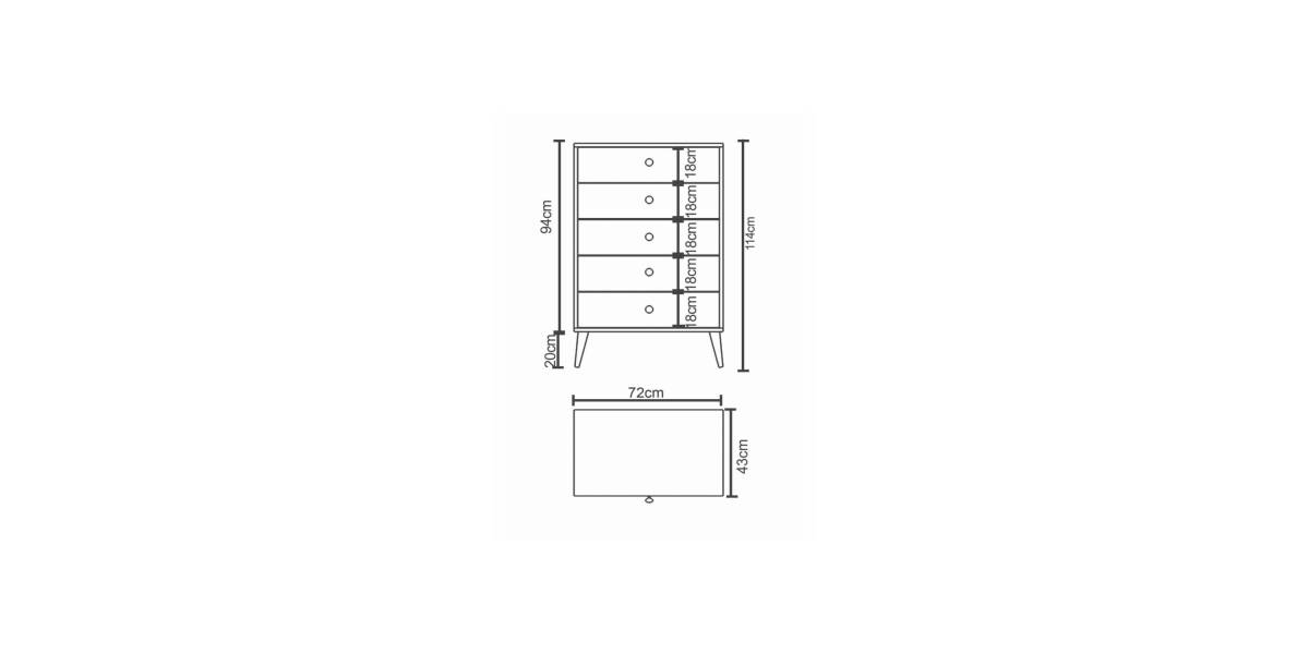 Συρταριέρα ArteLibre AMARI Λευκό Μοριοσανίδα 72x43x114cm