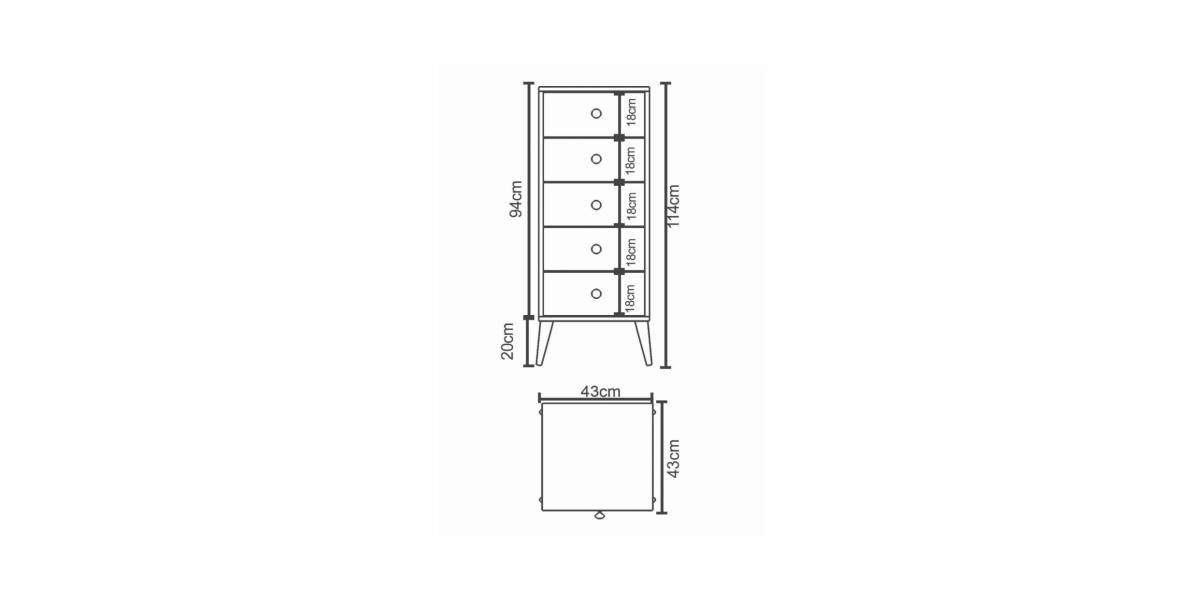 Συρταριέρα ArteLibre AMARI Δρυς Μοριοσανίδα 43x43x114cm