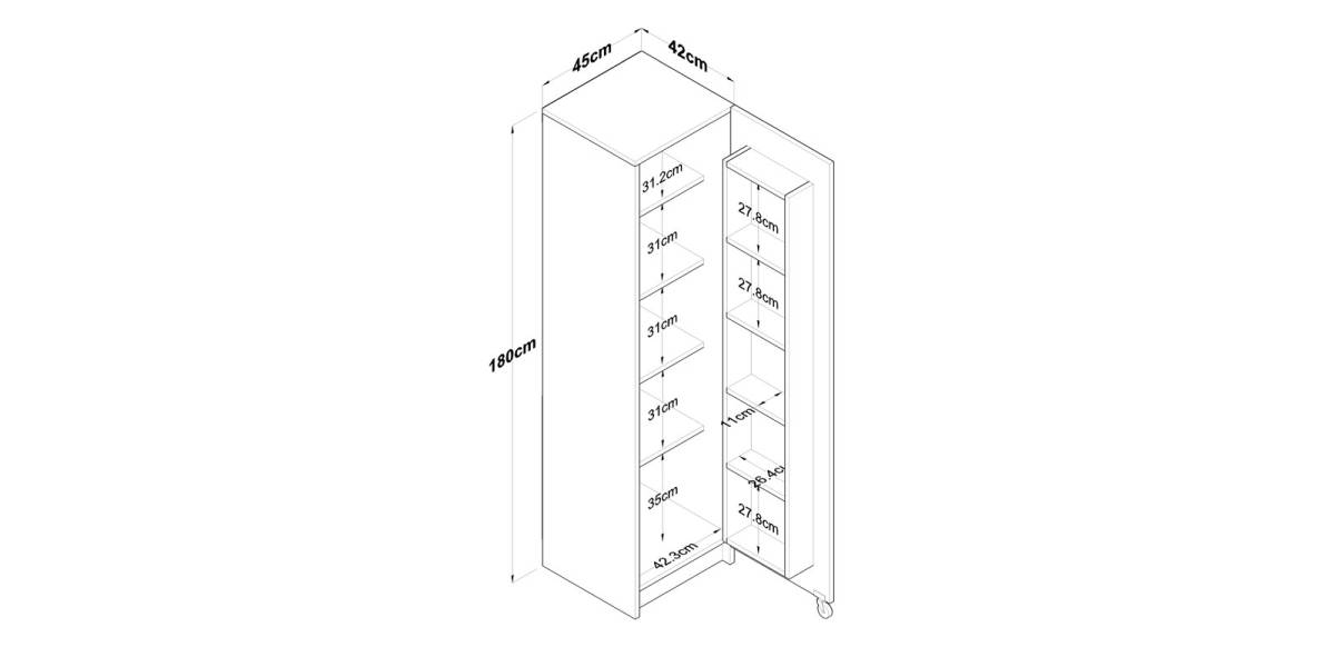 Ντουλάπα κουζίνας Amre pakoworld λευκό 45x42x180εκ