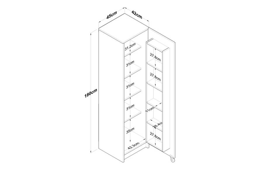 Ντουλάπα κουζίνας Amre pakoworld λευκό 45x42x180εκ