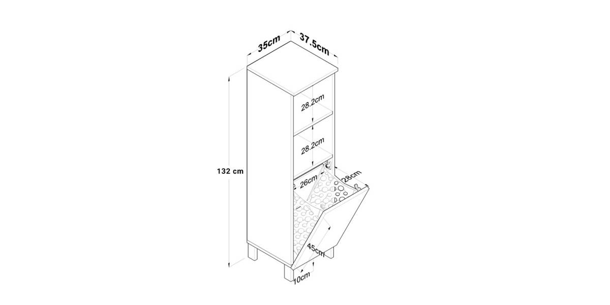 Ντουλάπι-στήλη μπάνιου Zana pakoworld λευκό 35x37.5x132εκ