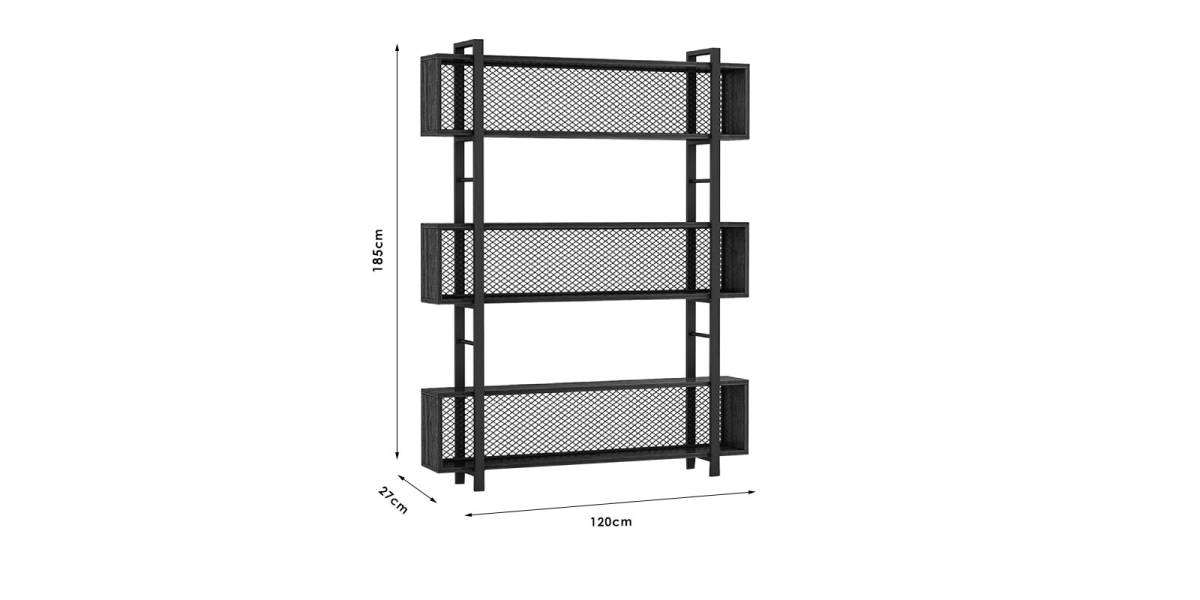 Βιβλιοθήκη Fifer pakoworld καρυδί-μαύρο 120x27x185εκ