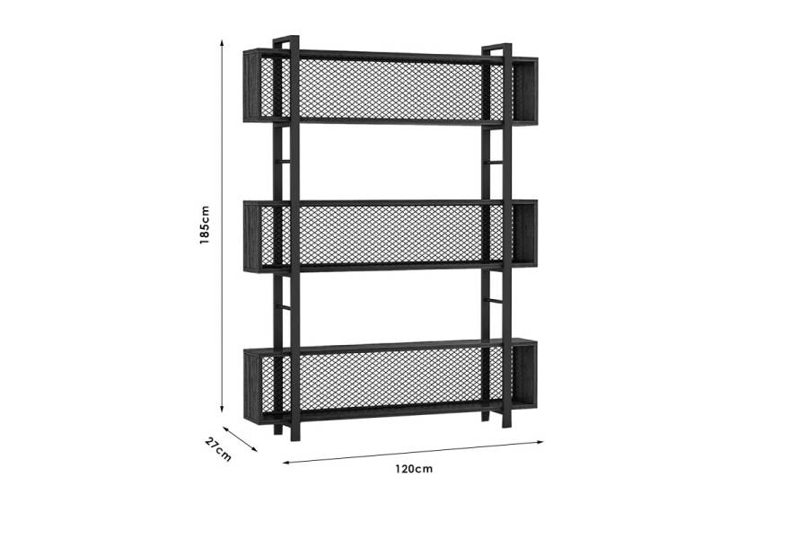 Βιβλιοθήκη Fifer pakoworld καρυδί-μαύρο 120x27x185εκ