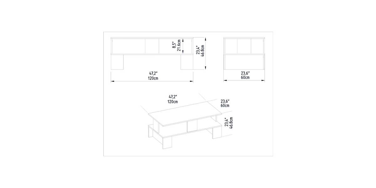 Τραπέζι σαλονιού Olly pakoworld καρυδί 120x60x47εκ