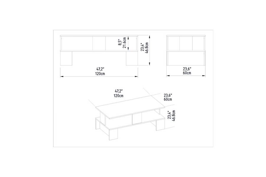 Τραπέζι σαλονιού Olly pakoworld καρυδί 120x60x47εκ