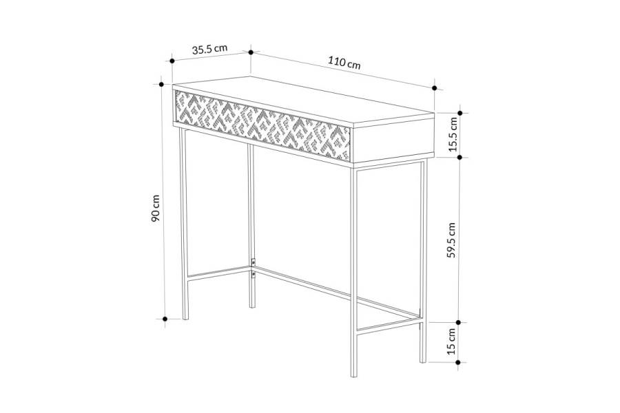 Κονσόλα Elettra pakoworld καρυδί-μαύρο 110x35.5x90εκ