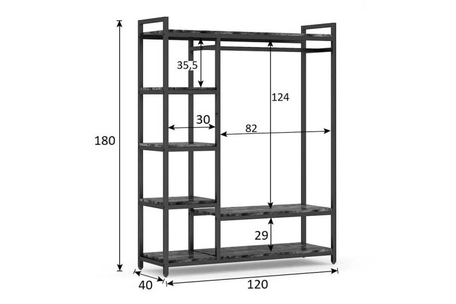 Έπιπλο εισόδου Moel pakoworld καρυδί-μαύρο 120x40x180εκ