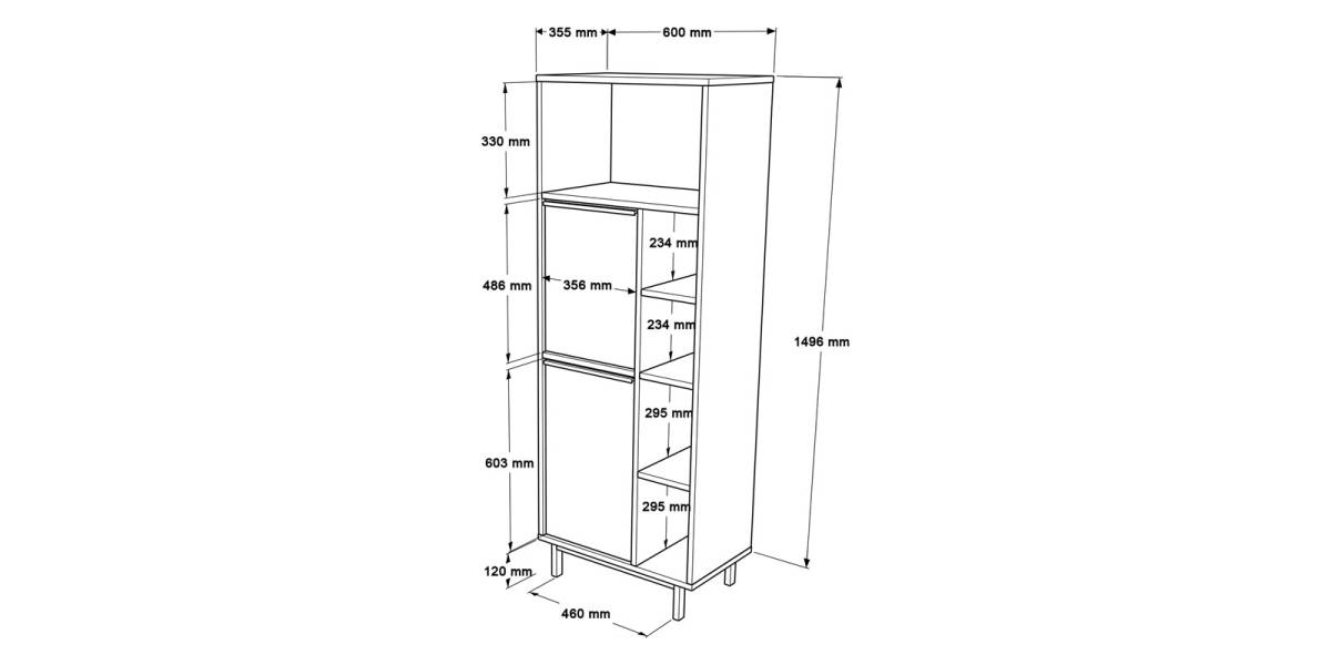 Στήλη κουζίνας Migniato pakoworld λευκό-μαύρο 60x35.5x161.5εκ