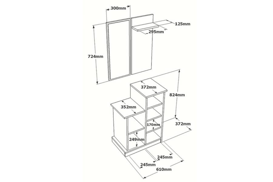 Έπιπλο εισόδου Wizbo pakoworld μελαμίνης λευκό 61x37x82.5εκ